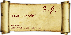 Hubai Jenő névjegykártya